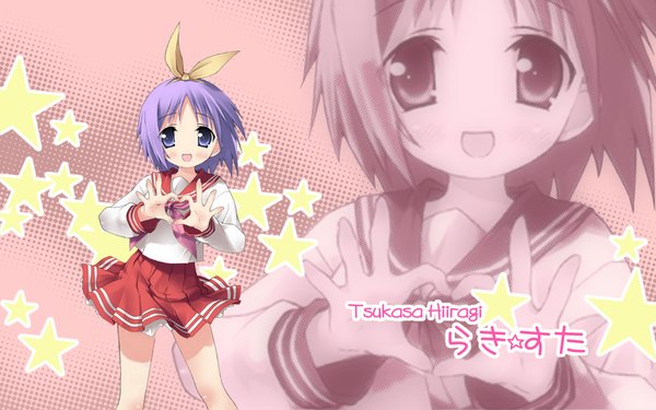 Anime picture 1680x1050 with lucky star kyoto animation hiiragi tsukasa wide image girl serafuku