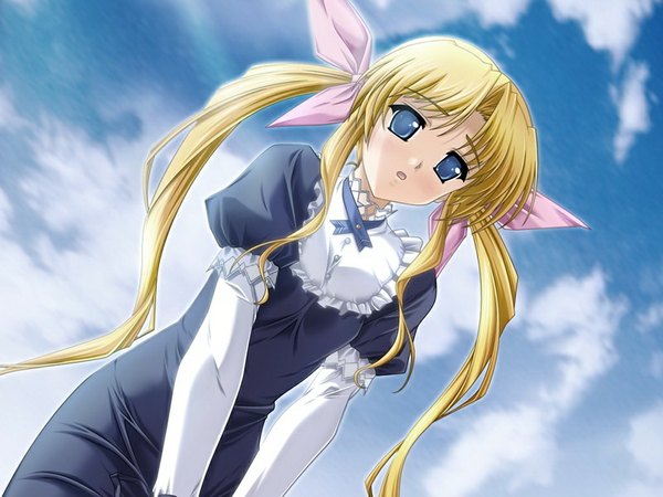 Anime picture 1024x768 with aka (game) blue eyes blonde hair game cg girl