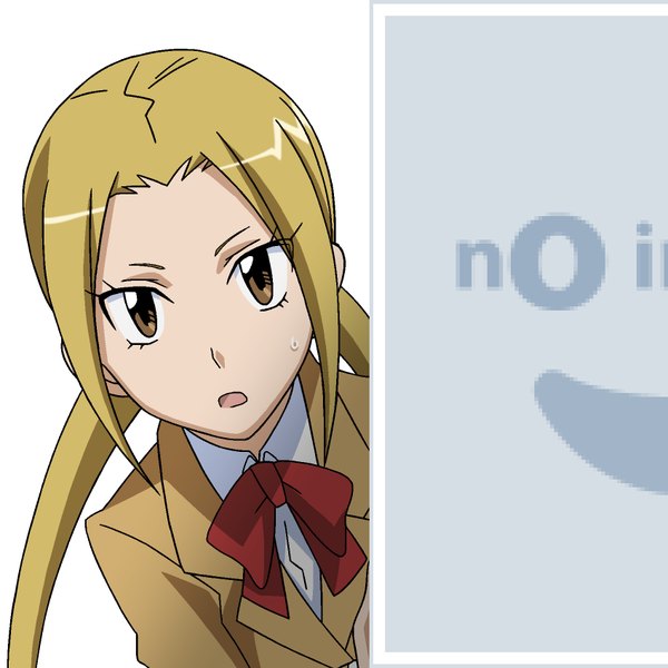 Anime picture 850x850 with seitokai yakuindomo pixiv hagimura suzu mugen ouka single long hair looking at viewer open mouth simple background blonde hair white background twintails brown eyes vector no image girl uniform school uniform