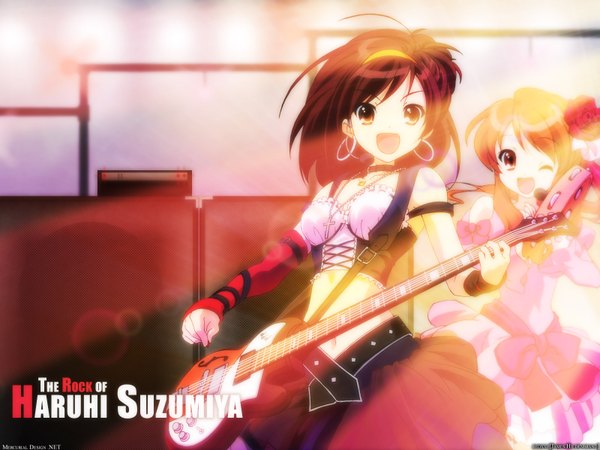 Anime picture 1600x1200 with suzumiya haruhi no yuutsu kyoto animation suzumiya haruhi asahina mikuru girl guitar
