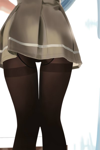 Anime picture 1680x2520 with yosuga no sora kasugano sora d10c2 single tall image light erotic from behind legs head out of frame girl skirt uniform school uniform miniskirt pantyhose