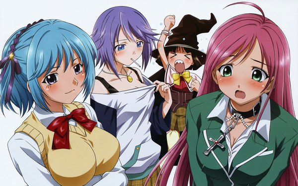 Anime picture 1920x1200 with rosario+vampire akashiya moka shirayuki mizore kurono kurumu sendo yukari highres wide image