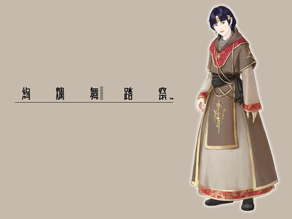 Anime picture 1024x768 with short hair purple hair official art wallpaper dress ester ein astrada kenran butoh sai
