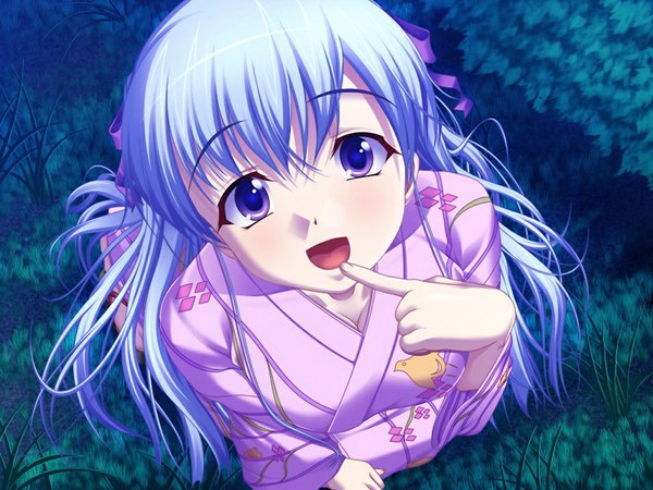 Anime picture 1024x768 with yamitsuki (game) blue eyes blue hair game cg girl