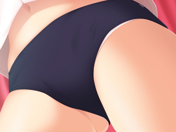 Anime picture 800x600 with senran kagura hibari (senran kagura) samuneturi single light erotic from below thighs ass visible through thighs close-up red background girl navel underwear panties buruma