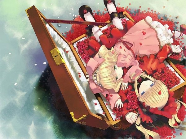 Anime picture 1024x768 with rozen maiden shinku hina ichigo tagme