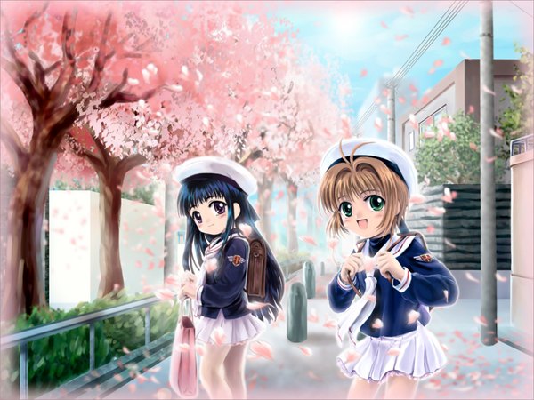 Anime picture 1600x1200 with card captor sakura clamp kinomoto sakura daidouji tomoyo sakura hime