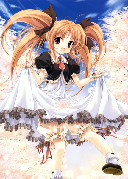 Anime picture 3394x4735 with miyama zero single tall image highres brown hair twintails absurdres black eyes loli girl dress knickers