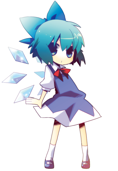 Anime picture 2000x2894 with touhou cirno yuzuki gao single tall image highres short hair blue eyes aqua hair transparent background girl bow hair bow wings socks white socks