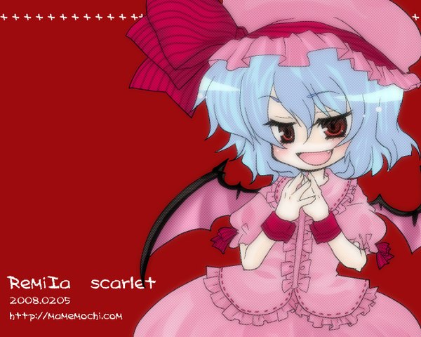 Anime picture 1280x1024 with touhou remilia scarlet red background girl tagme