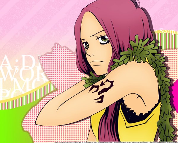 Anime picture 1280x1024 with katekyou hitman reborn bianchi amano akira missyg pink hair tattoo girl tagme