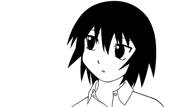 Anime picture 1680x1050 with azumanga daioh j.c. staff kagura (azumanga) wide image white background monochrome girl