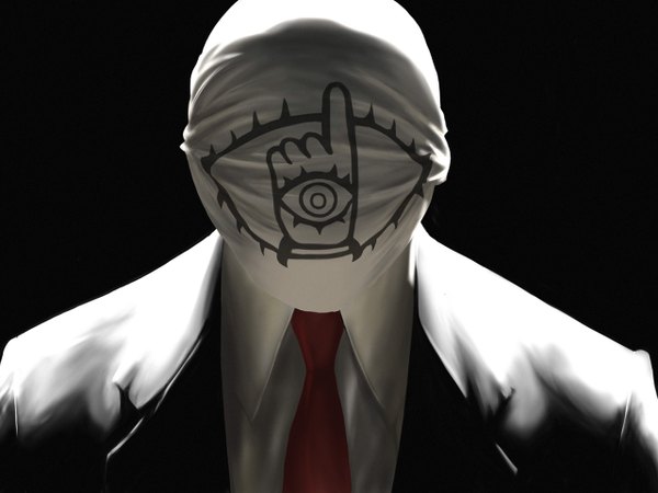 Anime picture 1280x960 with 20th century boys single simple background black background silhouette eyes no face hands sign