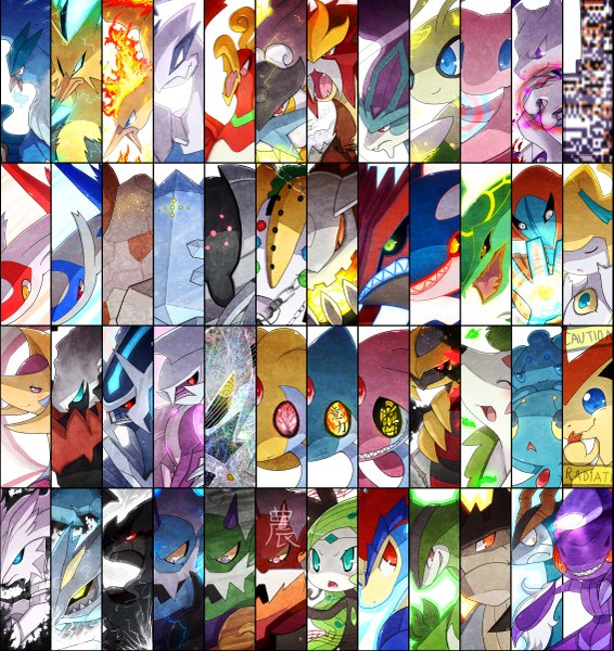 Anime picture 2266x2400 with pokemon nintendo reshiram mewtwo shaymin lugia latias jirachi latios celebi articuno mew (pokemon) ho-oh moltres darkrai zapdos kyogre zekrom suicune groudon