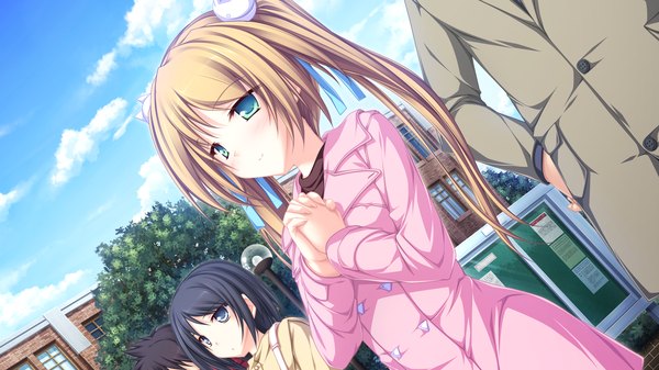 Anime picture 1920x1080 with maikaze no melt hisagihara ui tenmaso long hair highres blonde hair wide image twintails green eyes game cg girl