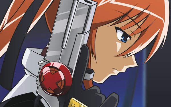 Anime picture 2560x1600 with mahou shoujo lyrical nanoha mahou shoujo lyrical nanoha strikers highres wide image vector girl gun