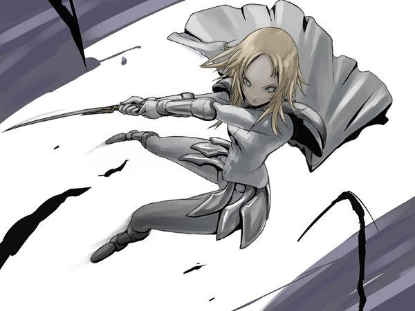 Anime picture 1024x768 with claymore madhouse miria tea (nakenashi) sword armor
