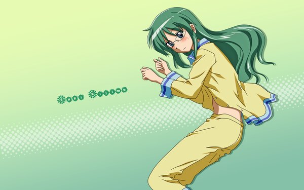 Anime picture 1680x1050 with hayate no gotoku! kijima saki long hair wide image green hair glasses