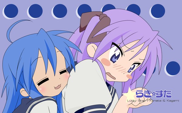 Anime picture 1680x1050 with lucky star kyoto animation izumi konata hiiragi kagami wide image girl serafuku