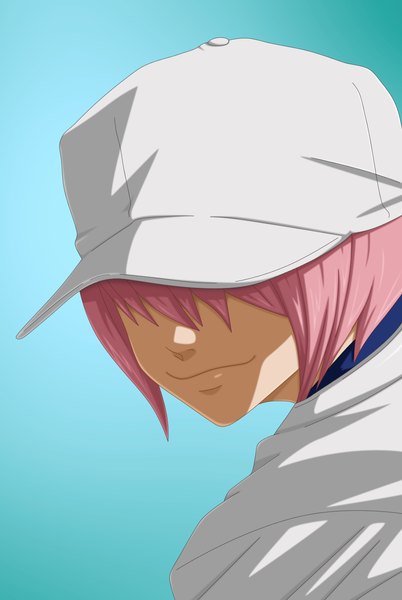 Anime picture 1000x1492 with daiya no ace production i.g kominato haruichi flowerinhell single tall image fringe short hair simple background pink hair blue background boy uniform flat cap baseball uniform