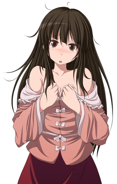 Anime picture 2554x4000 with touhou houraisan kaguya s-syogo single long hair tall image blush highres light erotic black hair absurdres black eyes tears transparent background vector girl