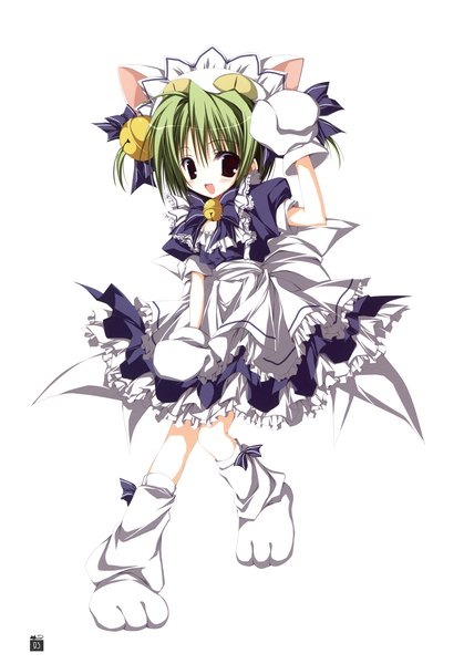 Anime picture 2446x3500 with di gi charat madhouse dejiko inugami kira single tall image blush highres short hair open mouth simple background red eyes white background green hair scan girl dress bow frills bell