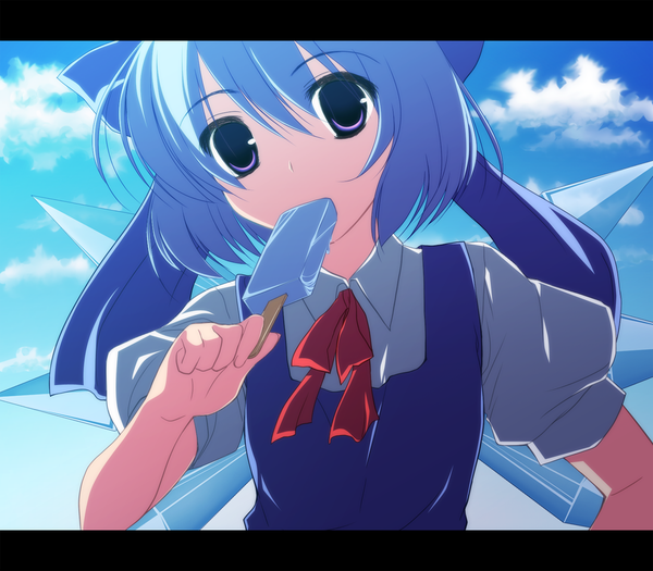 Anime picture 1280x1120 with touhou cirno girl food sweets ice cream ice