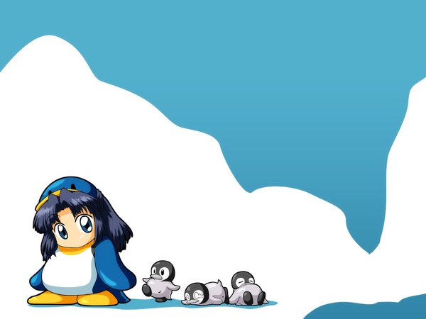 Anime picture 1024x768 with suzumiya haruhi no yuutsu kyoto animation linux girl penguin tagme