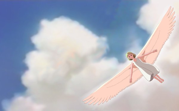 Anime picture 2560x1600 with on your mark studio ghibli highres wide image sky cloud (clouds) wings