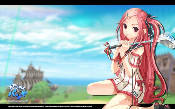 Anime picture 1920x1200 with pangya lucia long hair highres wide image brown eyes pink hair girl