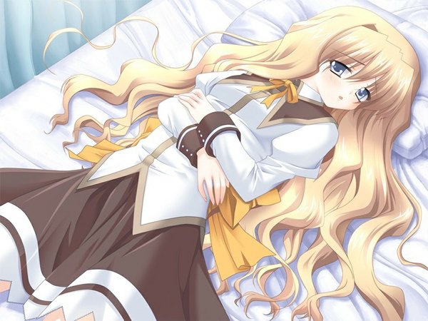 Anime picture 1024x768 with tsukushite ageruno (game) blue eyes blonde hair game cg girl serafuku