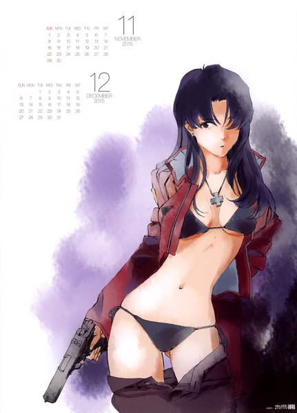 Anime picture 4944x6876 with neon genesis evangelion rebuild of evangelion evangelion: 3.0 you can (not) redo gainax katsuragi misato honda takeshi single long hair tall image fringe highres light erotic brown eyes blue hair absurdres scan hair over one eye open clothes open jacket official art