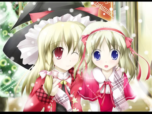 Anime picture 1280x960 with touhou kirisame marisa alice margatroid tagme (artist) wallpaper christmas girl desuno