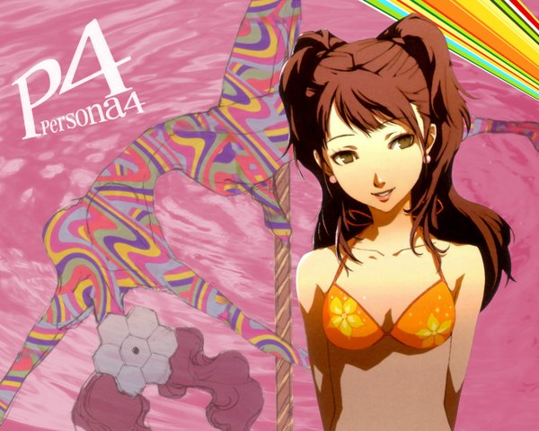 Anime picture 1280x1024 with persona 4 persona kujikawa rise single long hair brown hair twintails brown eyes girl