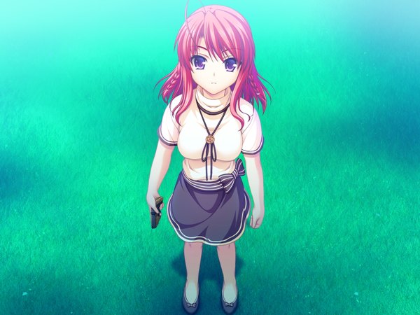 Anime picture 1600x1200 with fake azure arcology orikura rio asami asami long hair purple eyes game cg red hair girl