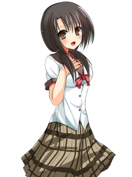 Anime picture 3000x4000 with kore wa zombie desu ka? studio deen hiramastu taeko shirasu youichi single tall image blush highres short hair open mouth black hair simple background white background brown eyes absurdres girl serafuku