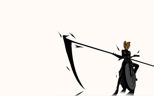 Anime picture 1280x800 with durarara!! brains base (studio) celty sturluson simple background wide image white background girl weapon helmet scythe motorcycle motorcycle helmet