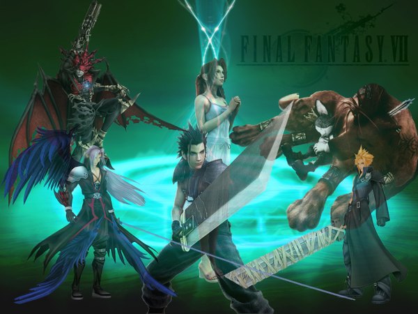 Anime picture 1280x960 with final fantasy final fantasy vii square enix aerith gainsborough cloud strife sephiroth zack fair cait sith red xiii realistic