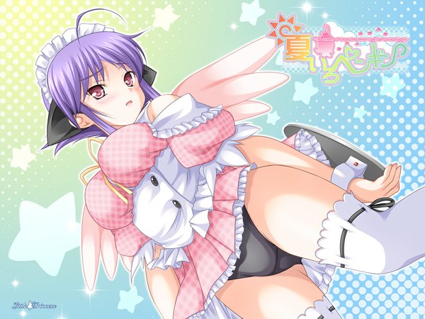 Anime picture 1024x768 with natsuiro penguin light erotic underwear panties wings star (symbol)