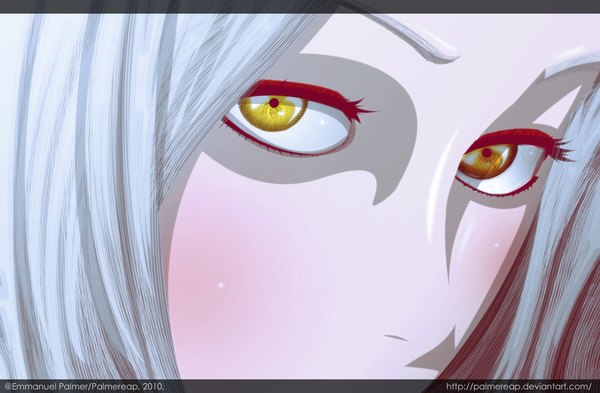 Anime picture 3336x2188 with the breaker lee shiho palmereap single blush highres yellow eyes absurdres white hair coloring close-up face girl