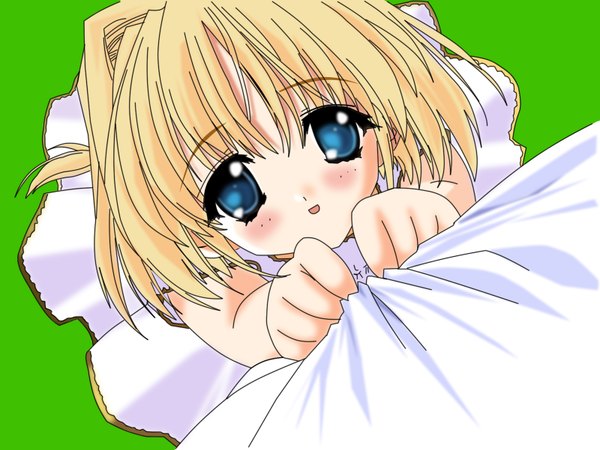 Anime picture 1600x1202 with yami to boushi to hon no tabibito studio deen azuma hatsumi miruka carnelian blush highres short hair blue eyes blonde hair vector girl sundress
