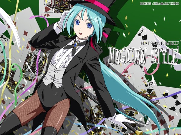 Anime picture 1280x960 with project diva vocaloid hatsune miku iga tomoteru long hair aqua hair girl hat