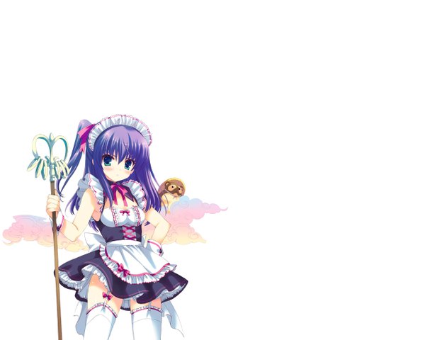 Anime picture 1280x1024 with qp:flapper white background maid garter straps tagme
