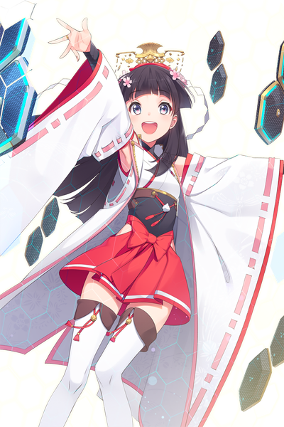 Anime picture 1176x1764 with soccer spirits black tortoise ssberit single long hair tall image fringe open mouth black hair smile purple eyes blunt bangs traditional clothes :d japanese clothes official art zettai ryouiki looking up spread arms transparent background