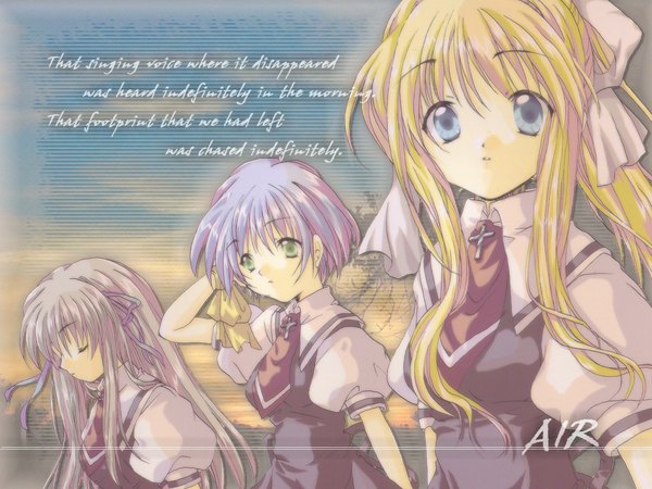 Anime picture 1024x768 with air key (studio) kamio misuzu tohno minagi kirishima kano girl