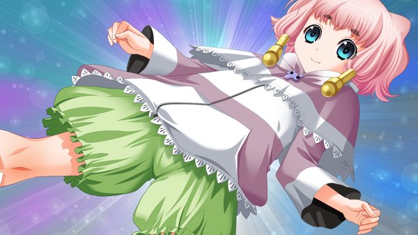 Anime picture 1280x720 with kessen! short hair blue eyes wide image pink hair game cg loli girl dress