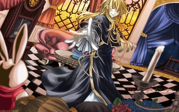 Anime picture 1920x1200 with pandora hearts xebec highres blonde hair wide image heterochromia gloves bunny