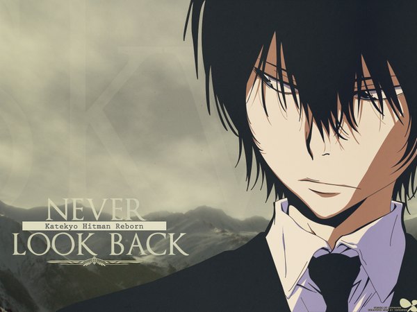 Anime picture 1600x1200 with katekyou hitman reborn hibari kyouya black hair close-up boy necktie
