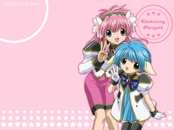 Anime picture 1280x960 with galaxy angel madhouse milfeulle sakuraba mint blancmanche pink background