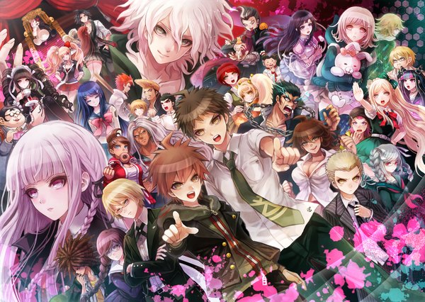 Anime picture 1093x777 with dangan ronpa super dangan ronpa 2 dangan ronpa/zero kirigiri kyouko enoshima junko nanami chiaki monokuma celestia ludenberg komaeda nagito maizono sayaka monomi tsumiki mikan naegi makoto fukawa touko mioda ibuki hinata hajime asahina aoi sonia nevermind pekoyama peko fujisaki chihiro